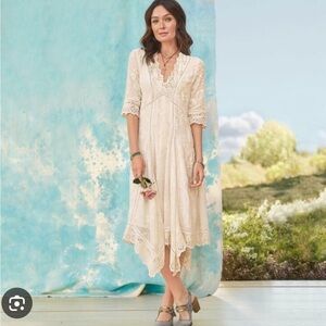 Sundance Cream Lace-Detail Midi Dress